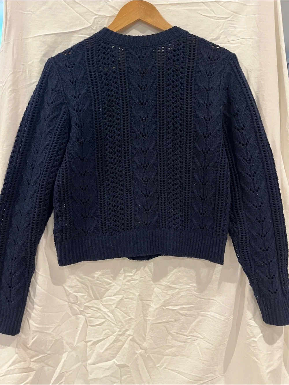 Hollister Navy Open-Knit Button Cardigan Sweater - Picture 6 of 6